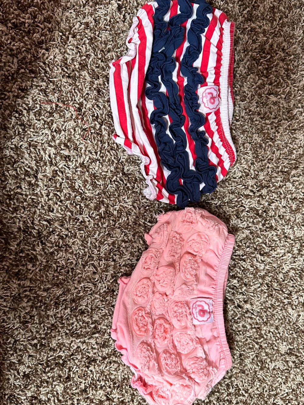 Kids Ruffled Bloom Diaper Cover - Pink and Red/Blue Stripes